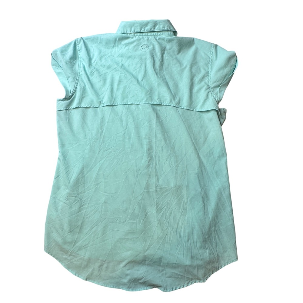Magellan Shirt Womens L Aqua Fish Gear Overcast Short Sleeve Button Down Fishing - Picture 2 of 9